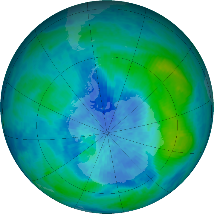 Antarctic ozone map for 17 March 2002